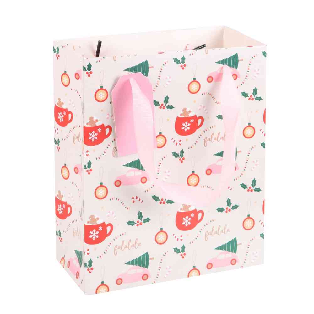 Something Different - 23cm Medium Sugarplum Fun Christmas Print Geschenktasche - Mehrfarben